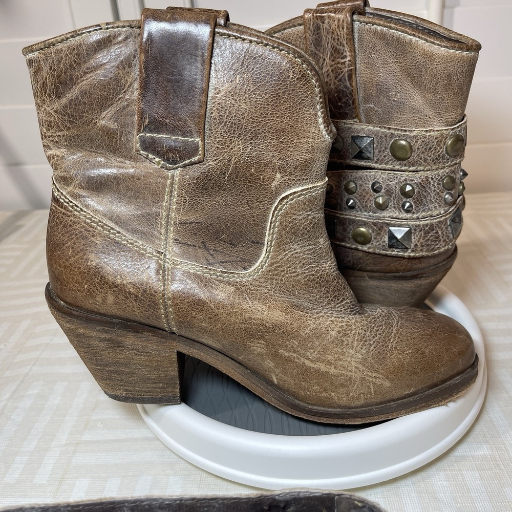 Corral Circle G Ladies Saddle Brown‎ Studded Strap Ankle Boots Size 6M - Picture 6 of 14